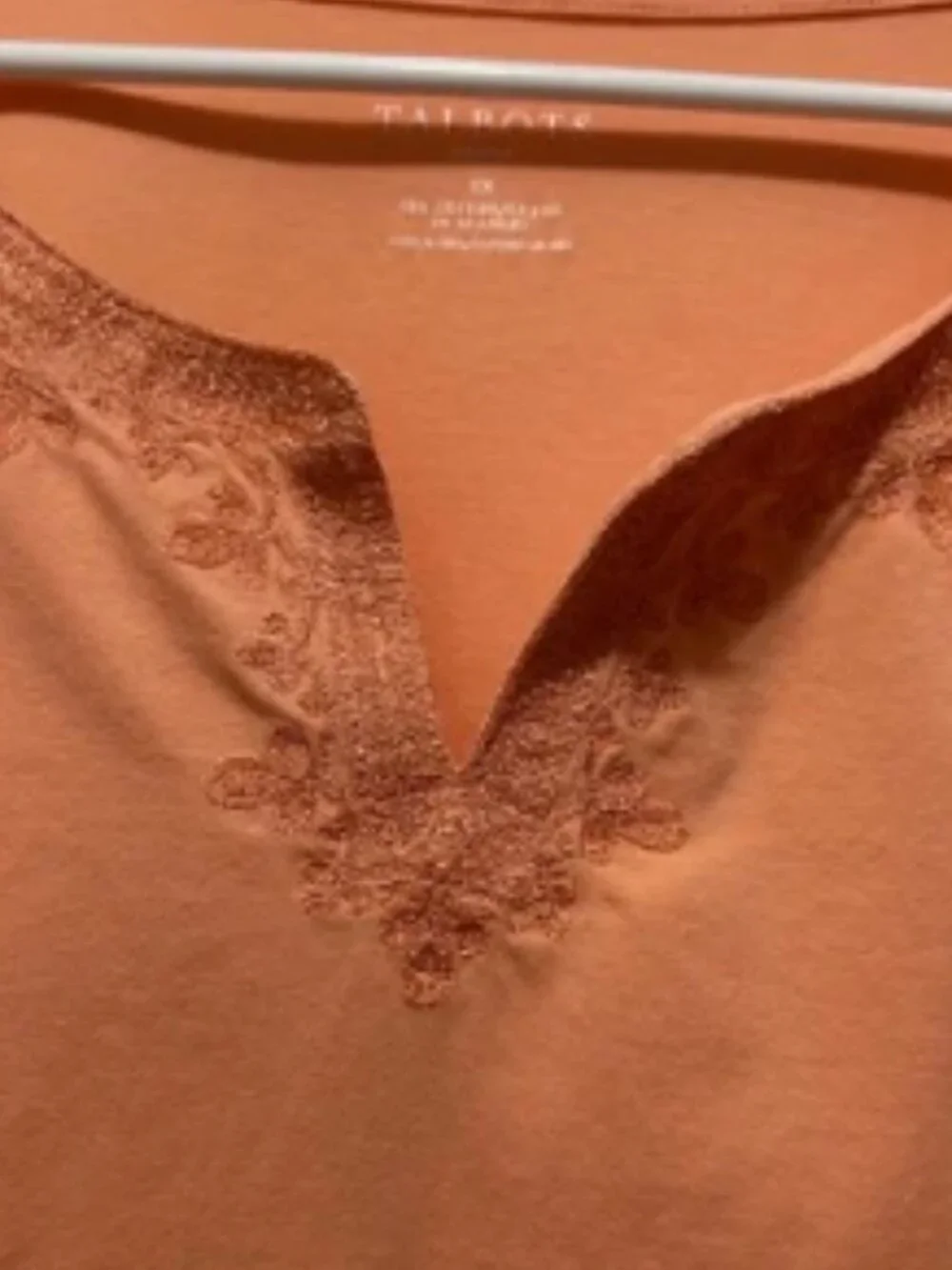 Talbots Women’s Size 3X Orange Embroider‑Trim V‑Neck Blouse - Picture 3 of 3